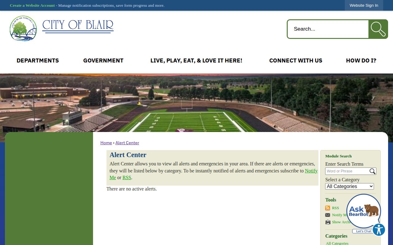 Blair Alert Center official city channel, not a Blair booking-photo feed