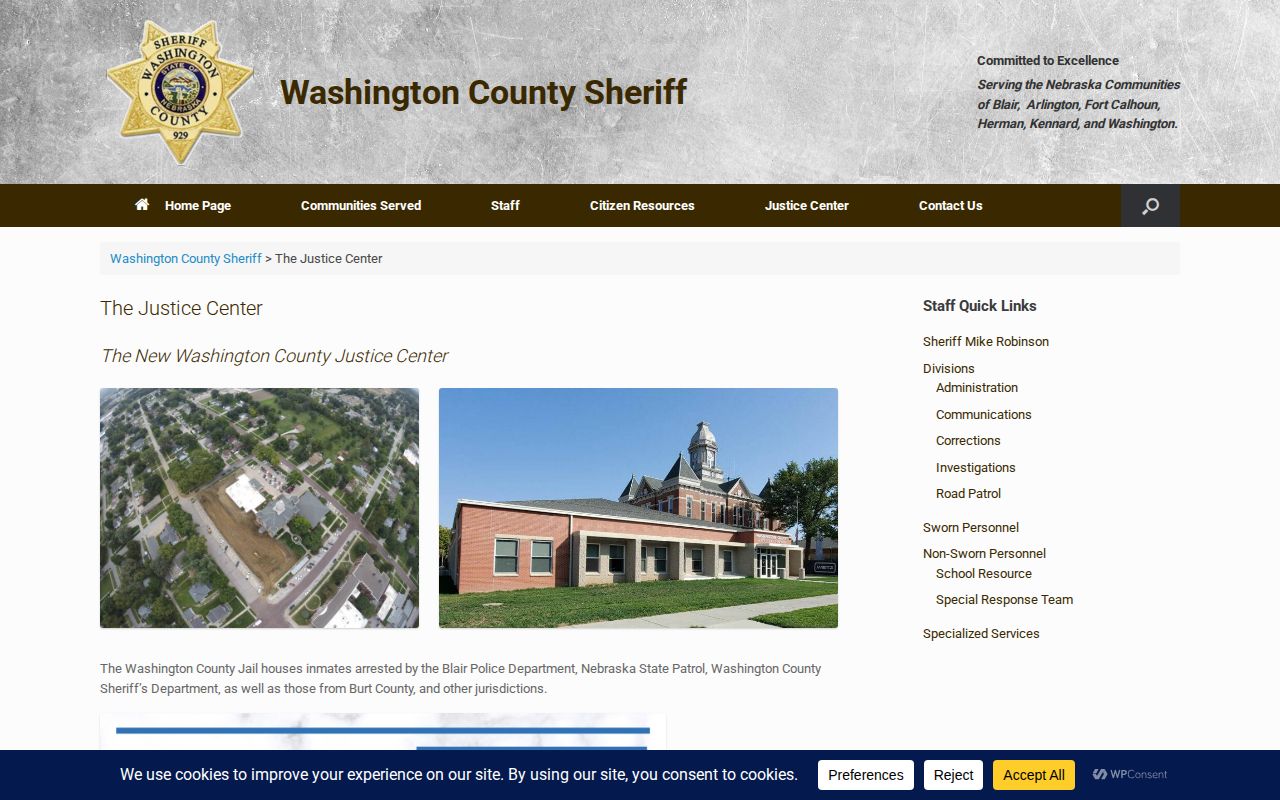 Washington County booking record source at the Justice Center